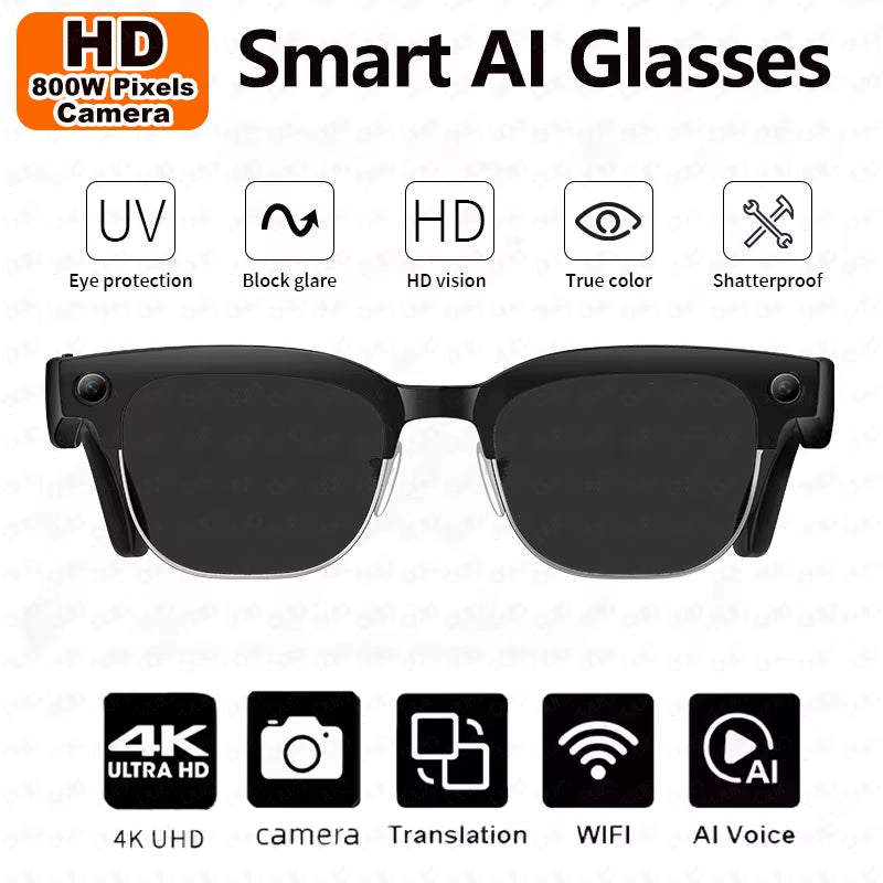 2025 New Upgrade Smart Glasses with Camera Video Recording AI Photo Recognition Bluetooth Call Translation Voice Sunglasses Man