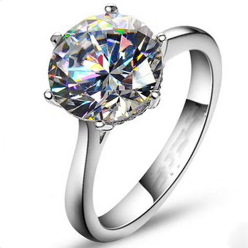Solitaire 3Ct Lab Diamond Ring 925 Sterling Silver Jewelry Engagement Wedding Band Rings for Women Bridal Fine Party Accessory