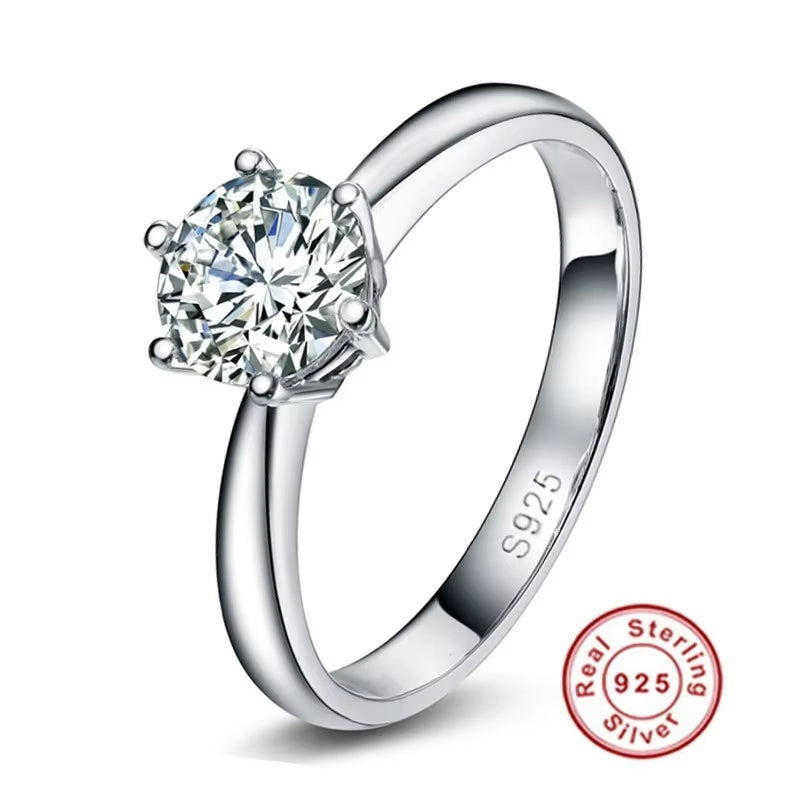 Solitaire 3Ct Lab Diamond Ring 925 Sterling Silver Jewelry Engagement Wedding Band Rings for Women Bridal Fine Party Accessory