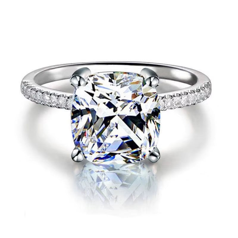 Solitaire 3Ct Lab Diamond Ring 925 Sterling Silver Jewelry Engagement Wedding Band Rings for Women Bridal Fine Party Accessory