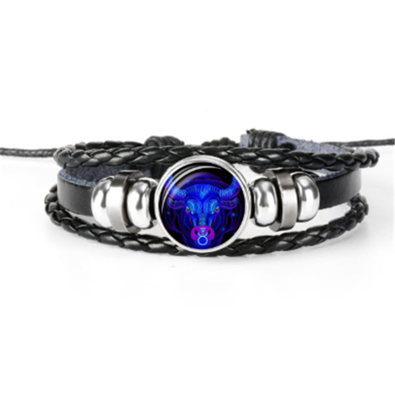 12 Zodiac Constellation Bracelet Luminous Braided Design Bracelet for Men Women Kids