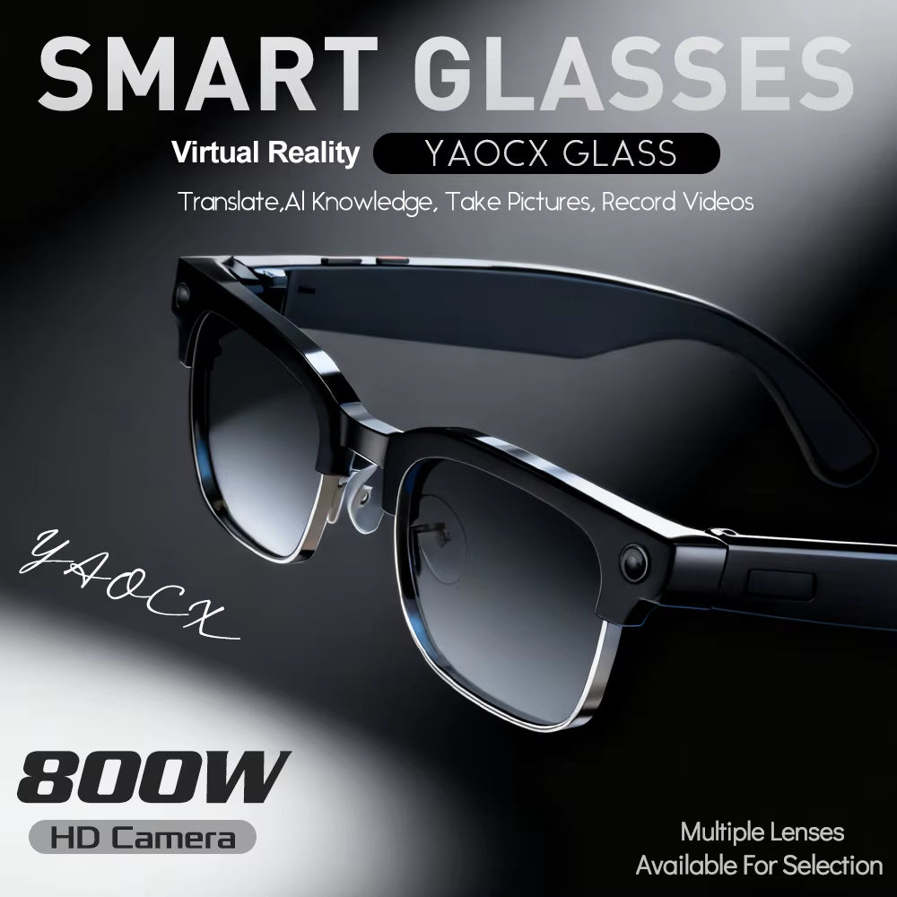 2025 New Upgrade Smart Glasses with Camera Video Recording AI Photo Recognition Bluetooth Call Translation Voice Sunglasses Man