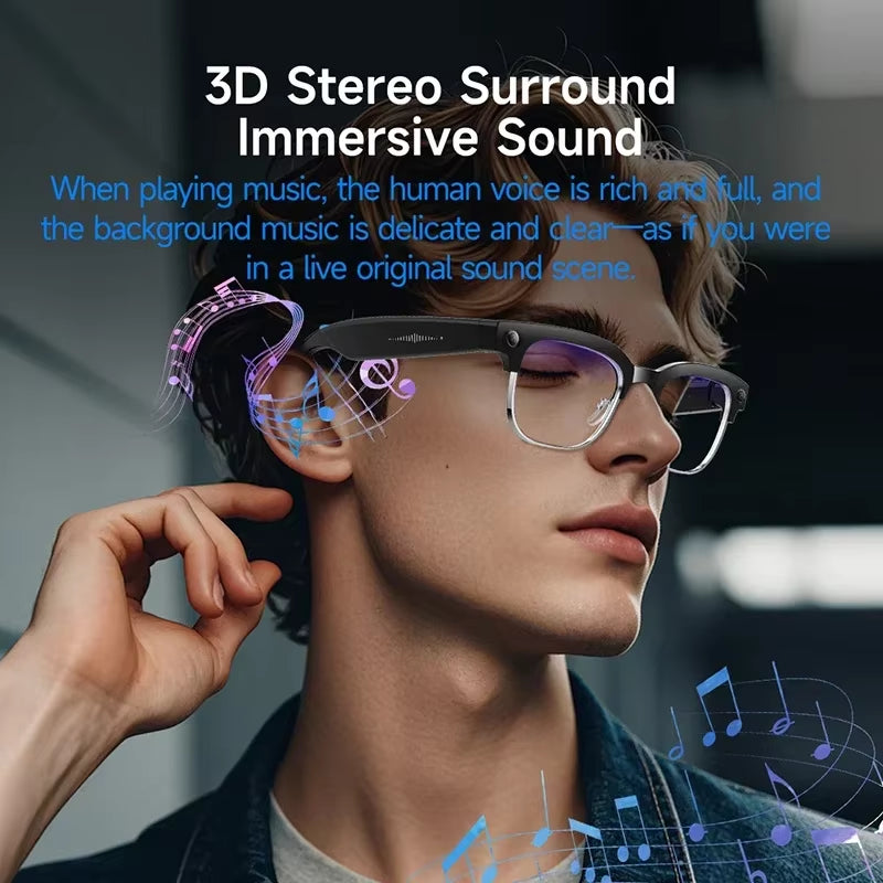 8MP HD Smart Video Glasses anti Shake Video Recording WIFI Bluetooth Transmission Object Recognition Slide Touch Smart Glasses