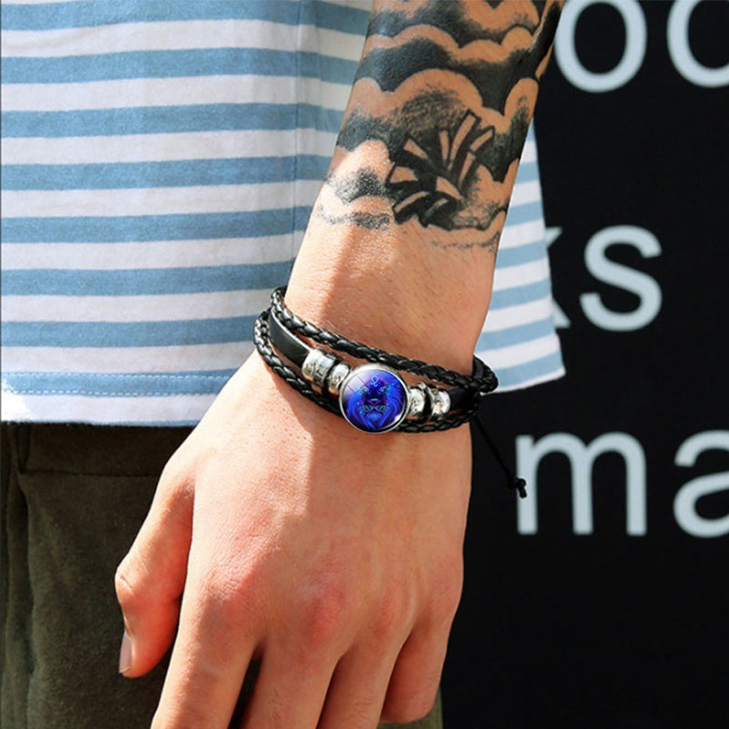 12 Zodiac Constellation Bracelet Luminous Braided Design Bracelet for Men Women Kids