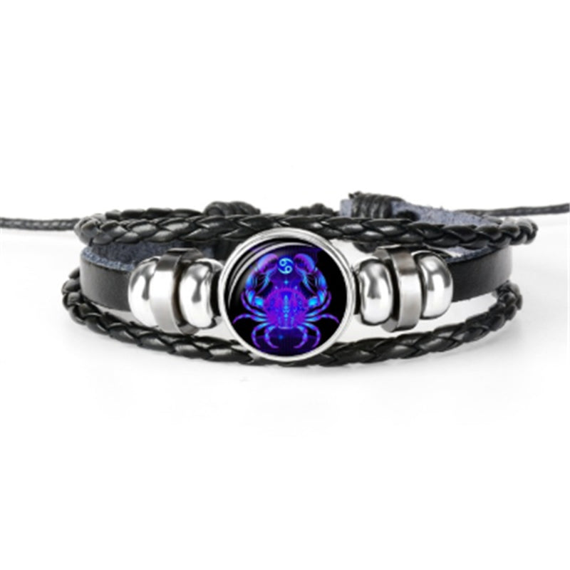 12 Zodiac Constellation Bracelet Luminous Braided Design Bracelet for Men Women Kids