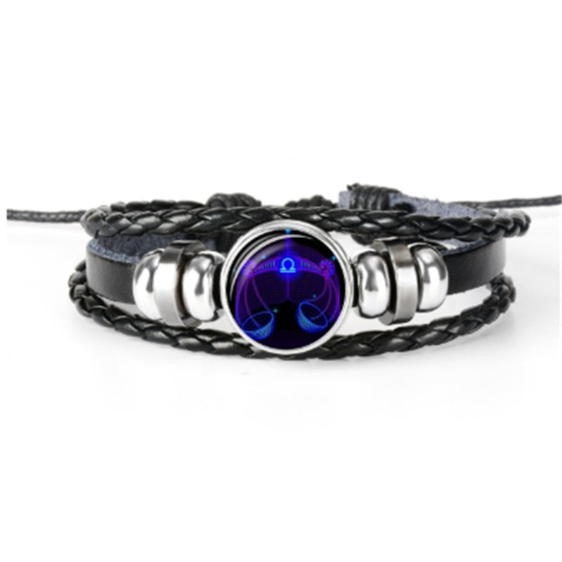 12 Zodiac Constellation Bracelet Luminous Braided Design Bracelet for Men Women Kids