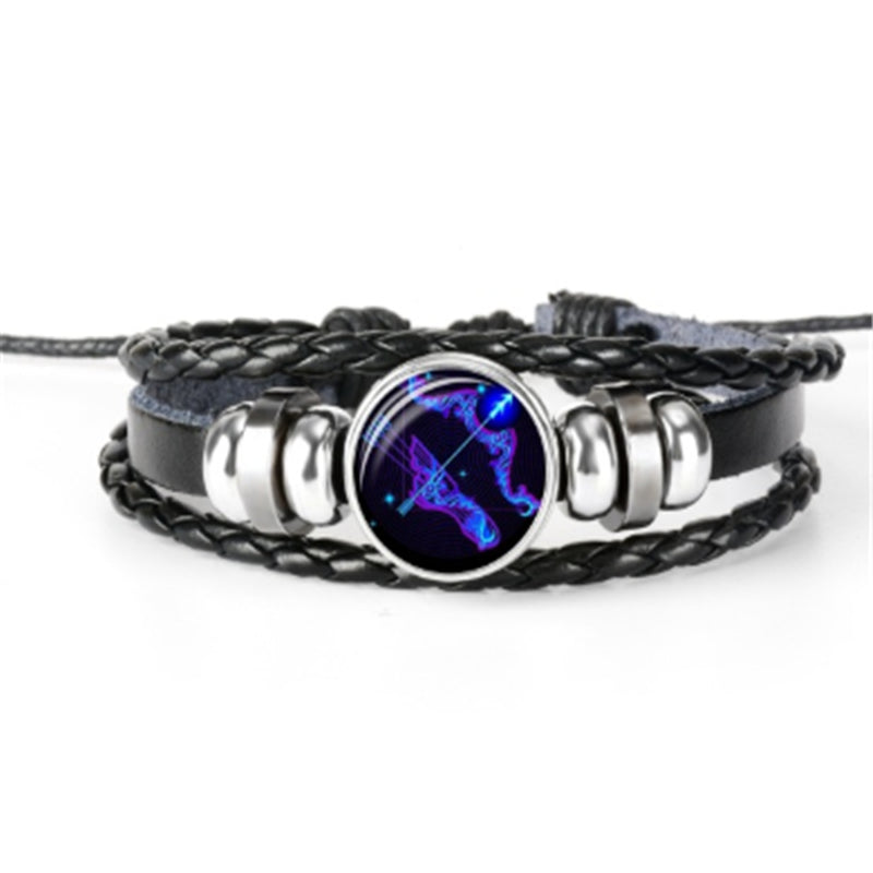 12 Zodiac Constellation Bracelet Luminous Braided Design Bracelet for Men Women Kids