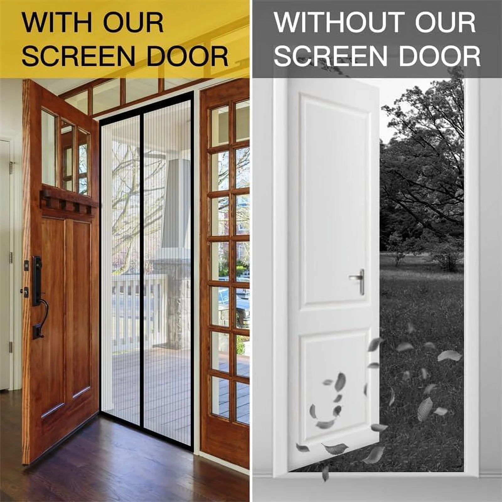 Magnetic Screen Door - the Original Self-Closing, Pet Friendly Walk through Door Screen Magnetic Closure (38 X 82 Inch) - Retractable Screen Door Mesh Keeps Bugs Out - Magnet Screen Door