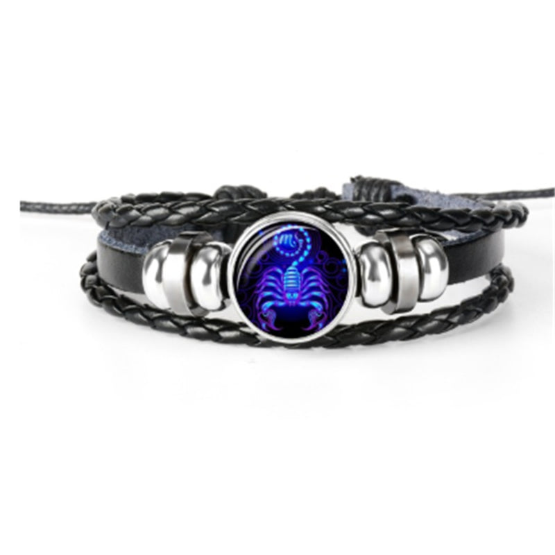 12 Zodiac Constellation Bracelet Luminous Braided Design Bracelet for Men Women Kids