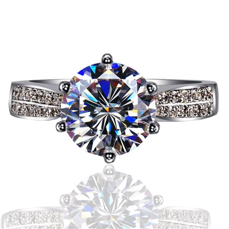 Solitaire 3Ct Lab Diamond Ring 925 Sterling Silver Jewelry Engagement Wedding Band Rings for Women Bridal Fine Party Accessory