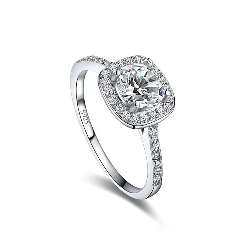 Solitaire 3Ct Lab Diamond Ring 925 Sterling Silver Jewelry Engagement Wedding Band Rings for Women Bridal Fine Party Accessory