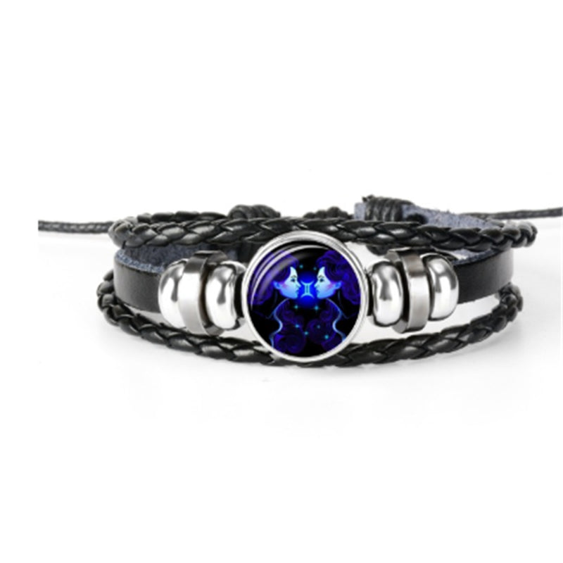12 Zodiac Constellation Bracelet Luminous Braided Design Bracelet for Men Women Kids