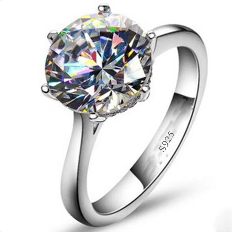 Solitaire 3Ct Lab Diamond Ring 925 Sterling Silver Jewelry Engagement Wedding Band Rings for Women Bridal Fine Party Accessory