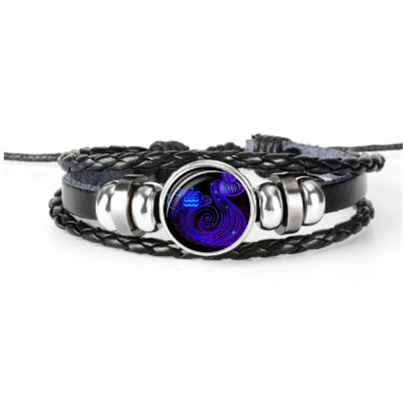12 Zodiac Constellation Bracelet Luminous Braided Design Bracelet for Men Women Kids