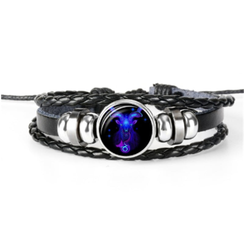 12 Zodiac Constellation Bracelet Luminous Braided Design Bracelet for Men Women Kids