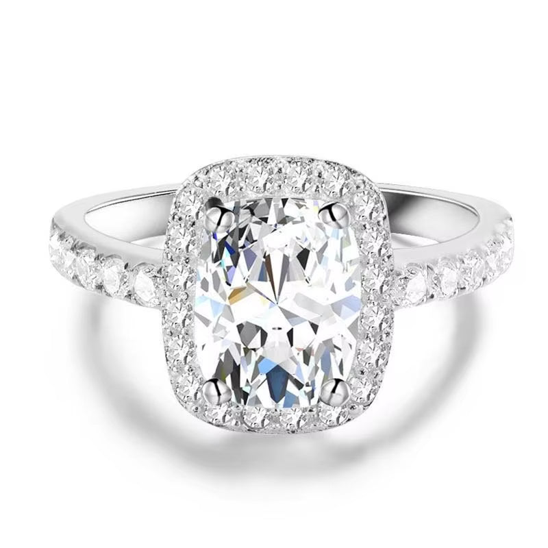 Solitaire 3Ct Lab Diamond Ring 925 Sterling Silver Jewelry Engagement Wedding Band Rings for Women Bridal Fine Party Accessory