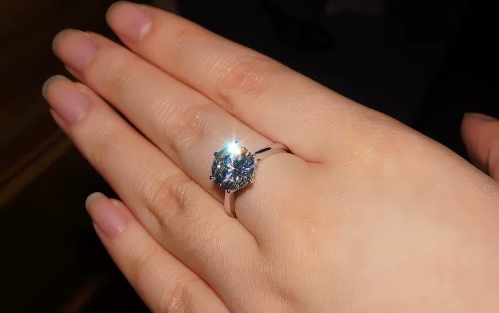 Solitaire 3Ct Lab Diamond Ring 925 Sterling Silver Jewelry Engagement Wedding Band Rings for Women Bridal Fine Party Accessory