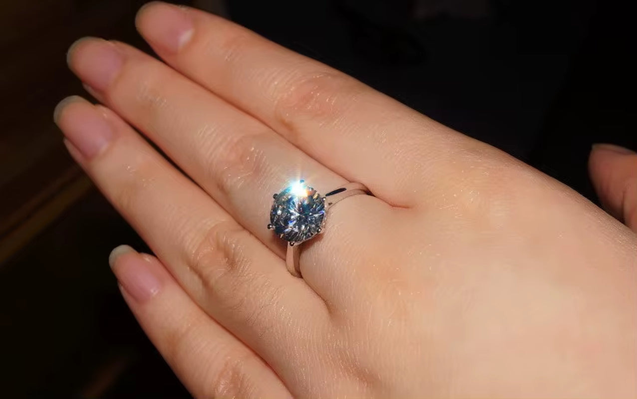 Solitaire 3Ct Lab Diamond Ring 925 Sterling Silver Jewelry Engagement Wedding Band Rings for Women Bridal Fine Party Accessory