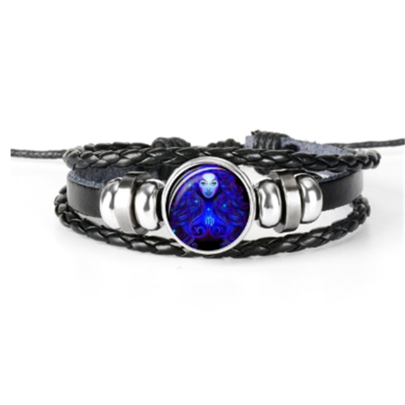 12 Zodiac Constellation Bracelet Luminous Braided Design Bracelet for Men Women Kids