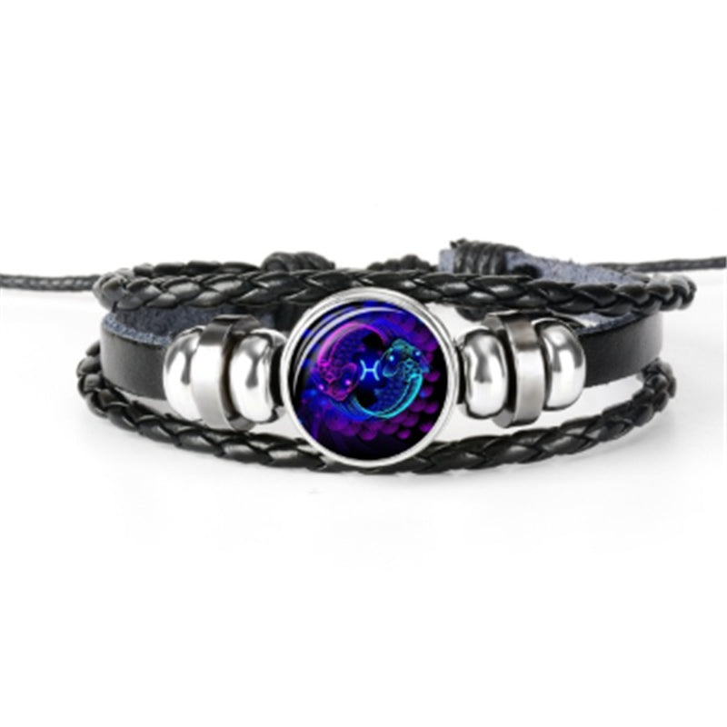 12 Zodiac Constellation Bracelet Luminous Braided Design Bracelet for Men Women Kids