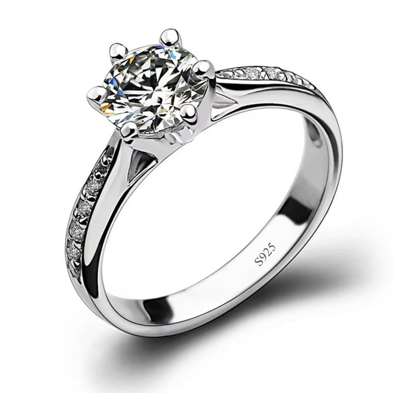 Solitaire 3Ct Lab Diamond Ring 925 Sterling Silver Jewelry Engagement Wedding Band Rings for Women Bridal Fine Party Accessory
