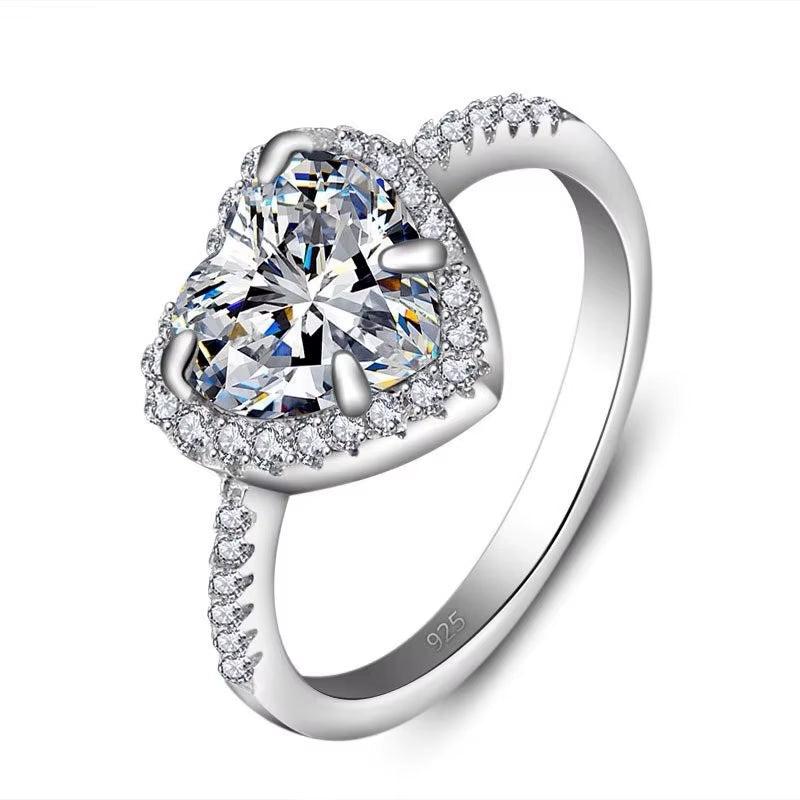 Solitaire 3Ct Lab Diamond Ring 925 Sterling Silver Jewelry Engagement Wedding Band Rings for Women Bridal Fine Party Accessory