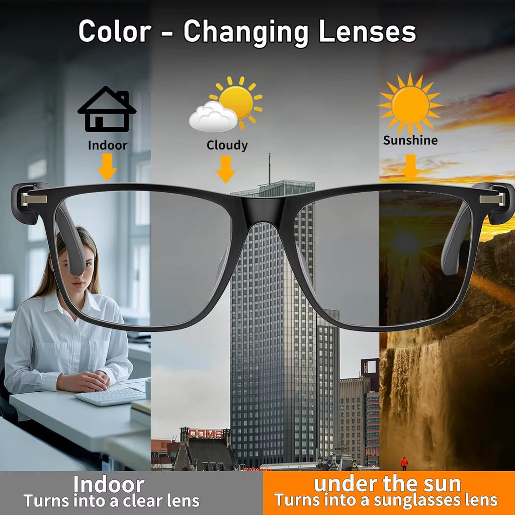 AI Translation Smart Glasses with Photochromic Lenses, Support 160+ Languages Real-Time Translation