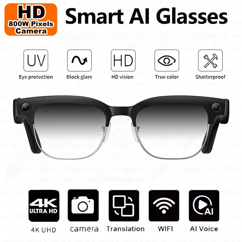 2025 New Upgrade Smart Glasses with Camera Video Recording AI Photo Recognition Bluetooth Call Translation Voice Sunglasses Man