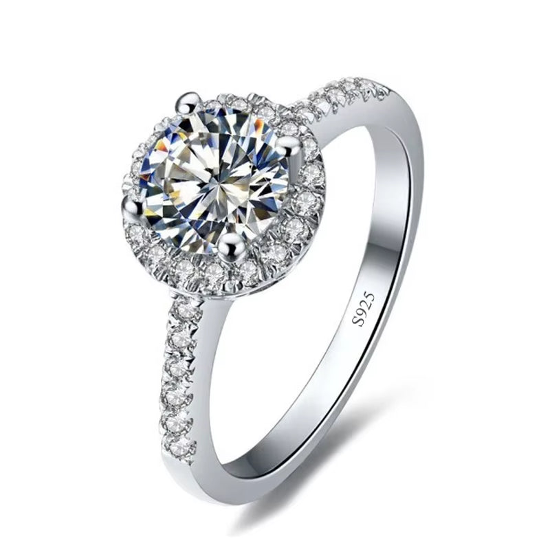 Solitaire 3Ct Lab Diamond Ring 925 Sterling Silver Jewelry Engagement Wedding Band Rings for Women Bridal Fine Party Accessory